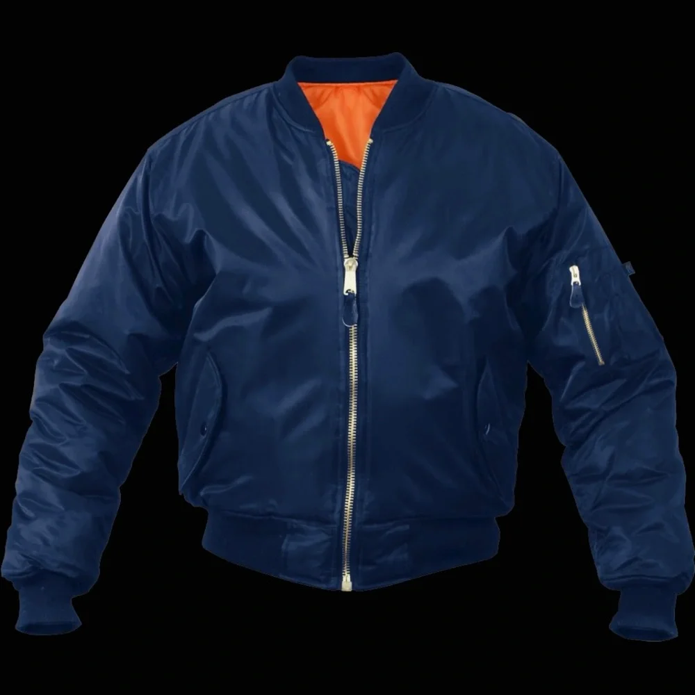 ROTHCO | S | MA-1 FLIGHT Men’s Navy Blue Technical Zip Cargo Bomber Jacket - Picture 2 of 16